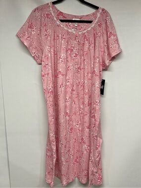 Dalia Collection Pink Floral Button-Front Nightgown